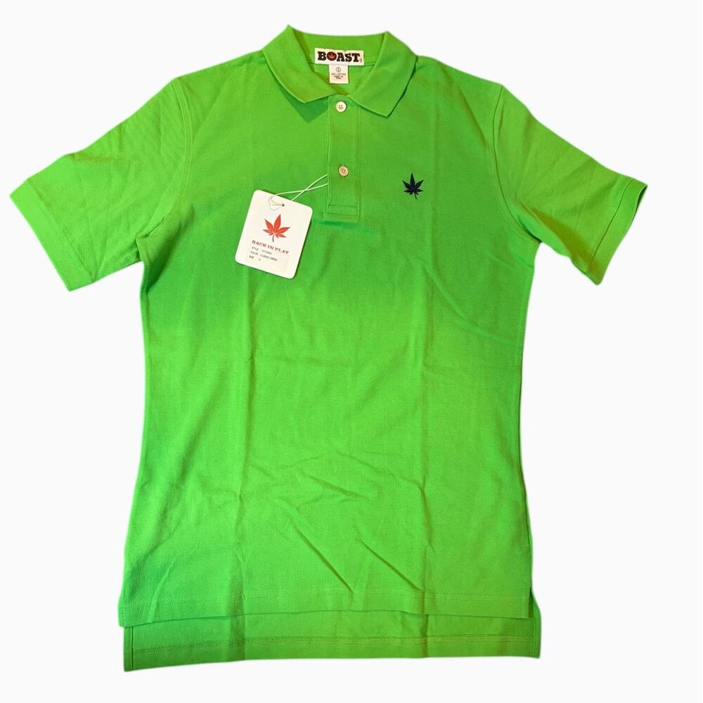 BOAST Men's Polo Golf Shirt Size Small Classic Green Back In Play Cotton NWT